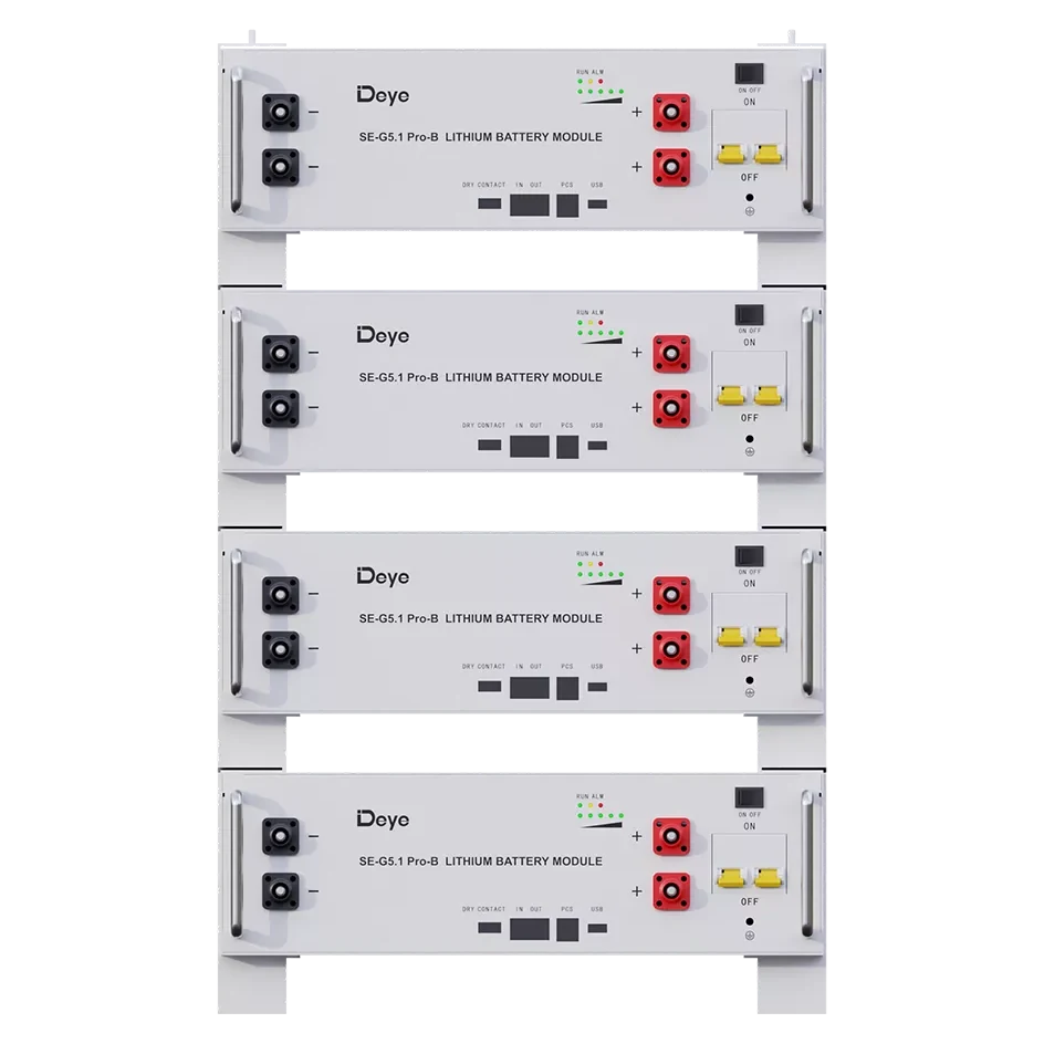 Baterii Deye SE-G5.1 Pro-B: patru module de 5,12 kWh montate unul peste altul