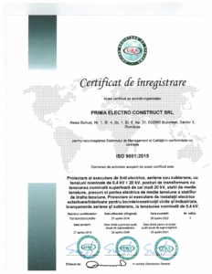PRIMA ELECTRO CONSTRUCT - CERT ISO 2021